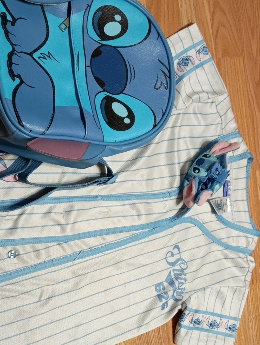 Disney Stitch Kids Baseball-Style Jersey Top - Light Blue & White